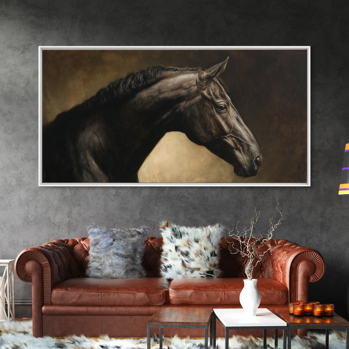 Realistic Horse Portrait Canvas Print, Traditional Art, Digital Print, Living Room Decor, Oil Painting, Classic, Indian Art, TRA-2x1-47
