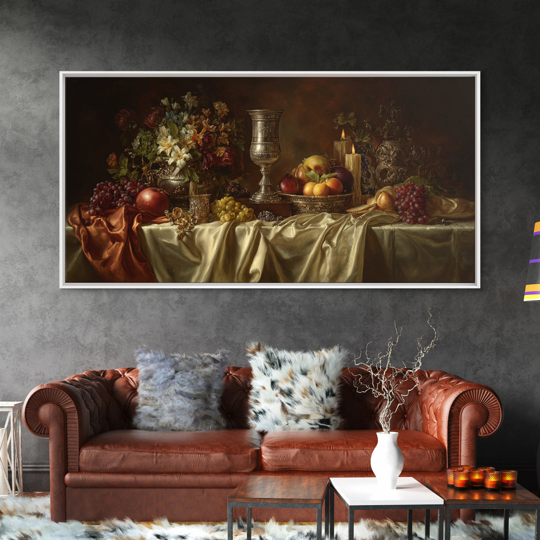 Dutch Fruit and Silver Goblet Still Life Canvas Print, Traditional Art, Wall Decor, Living Room Decor, Fine Art, Classic, TRA-2x1-48