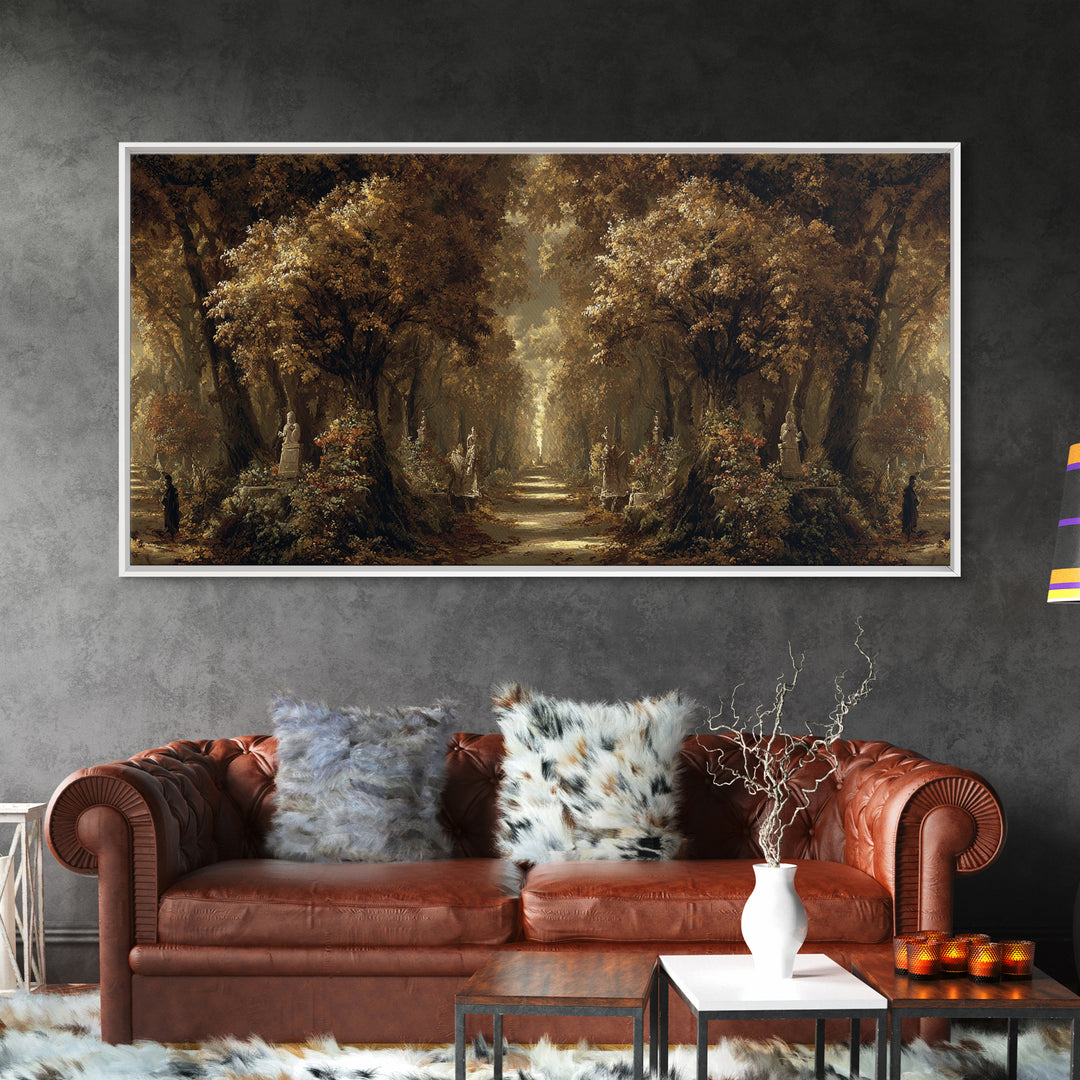 Autumn Forest Road Framed Canvas Print, Traditional Art, Art Print, Living Room Decor, Fine Art, Classic, Custom Art, TRA-2x1-60