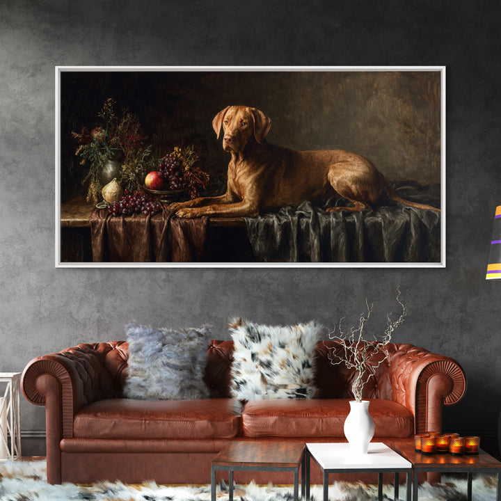 Hunting Dog Portrait Framed Canvas Print, Traditional Art, Luxury Decor, Living Room Decor, Fine Art, Classic, Art Print, TRA-2x1-8