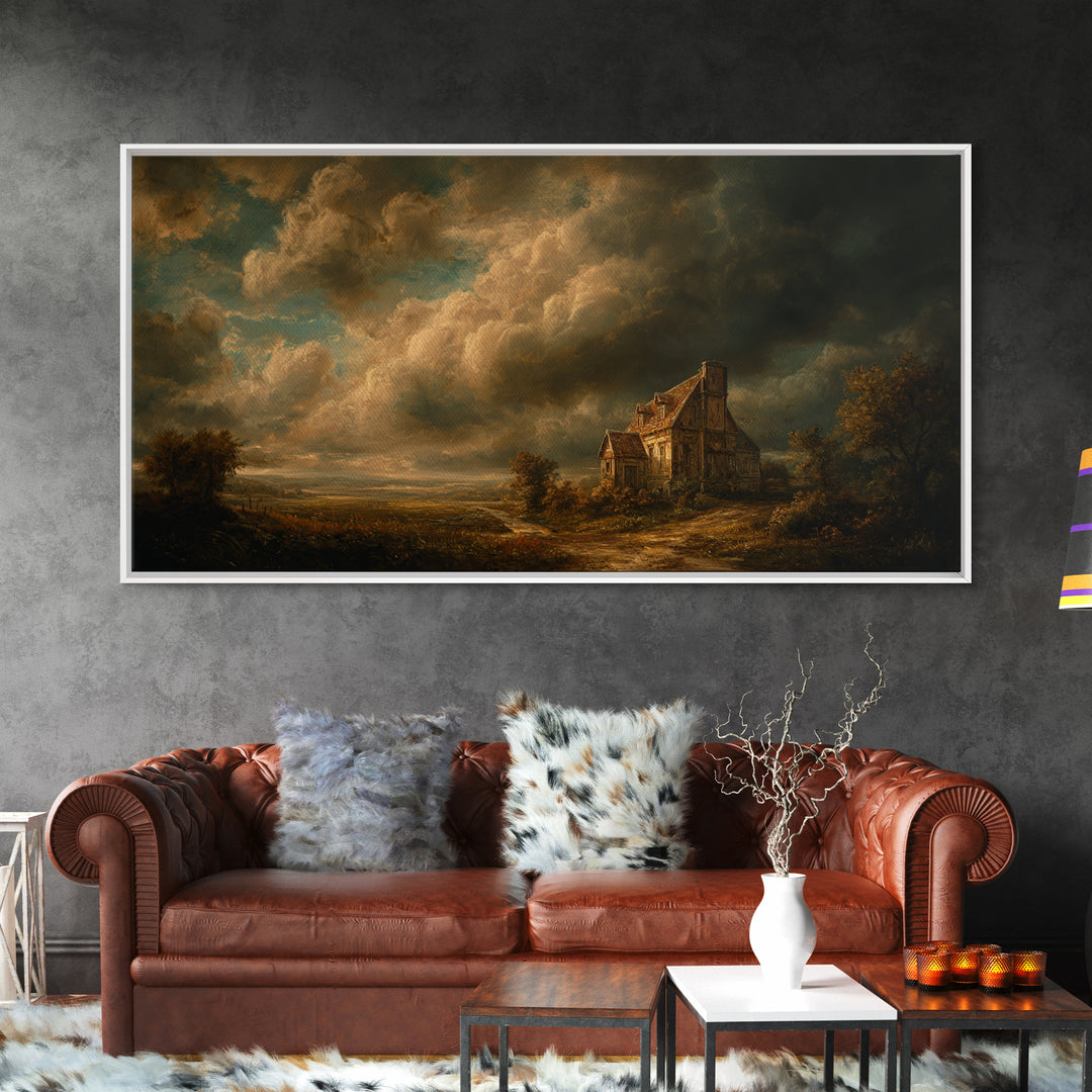 Barn and Farmland Framed Canvas Print, Traditional Art, Boho, Living Room Decor, Classic, Indian Wall Art, Japanese Decor, TRA-2x1-91