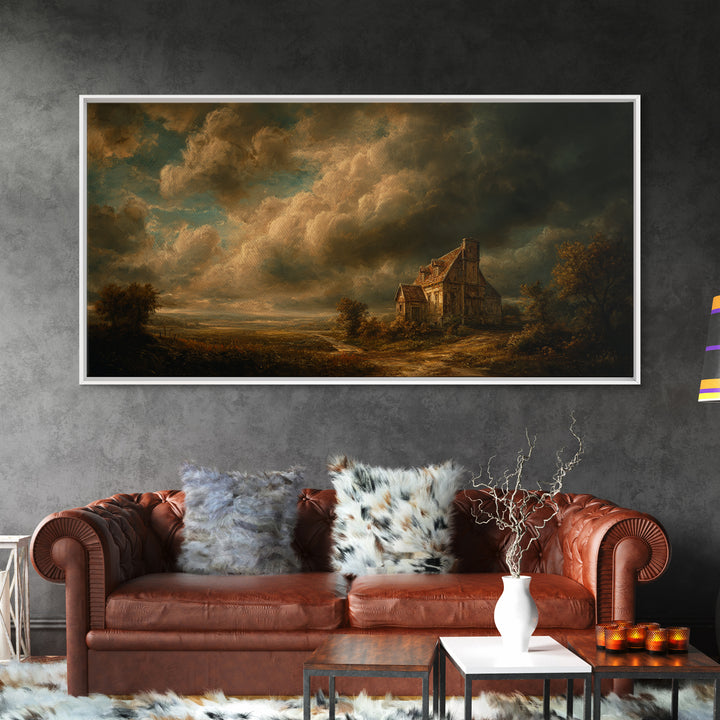 Barn and Farmland Framed Canvas Print, Traditional Art, Boho, Living Room Decor, Classic, Indian Wall Art, Japanese Decor, TRA-2x1-91
