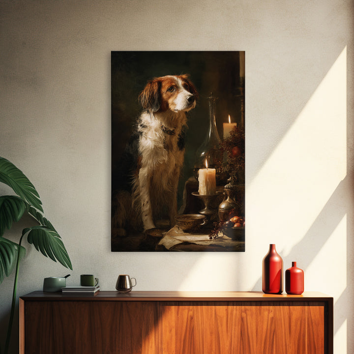 Hunting Dog Portrait Framed Canvas Print, Traditional Art, Digital Print, Living Room Decor, Oil Painting, Classic, Indian Art, TRA-2x3-20