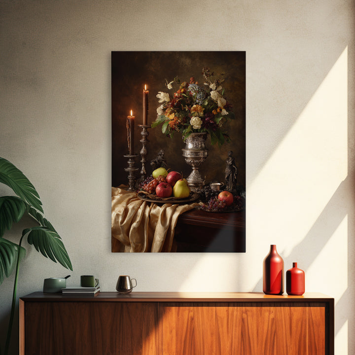 Dutch Fruit and Silver Goblet Still Life Canvas Print, Traditional Art, Pokemon Poster, Living Room Decor, Classic, Art Print, TRA-2x3-36