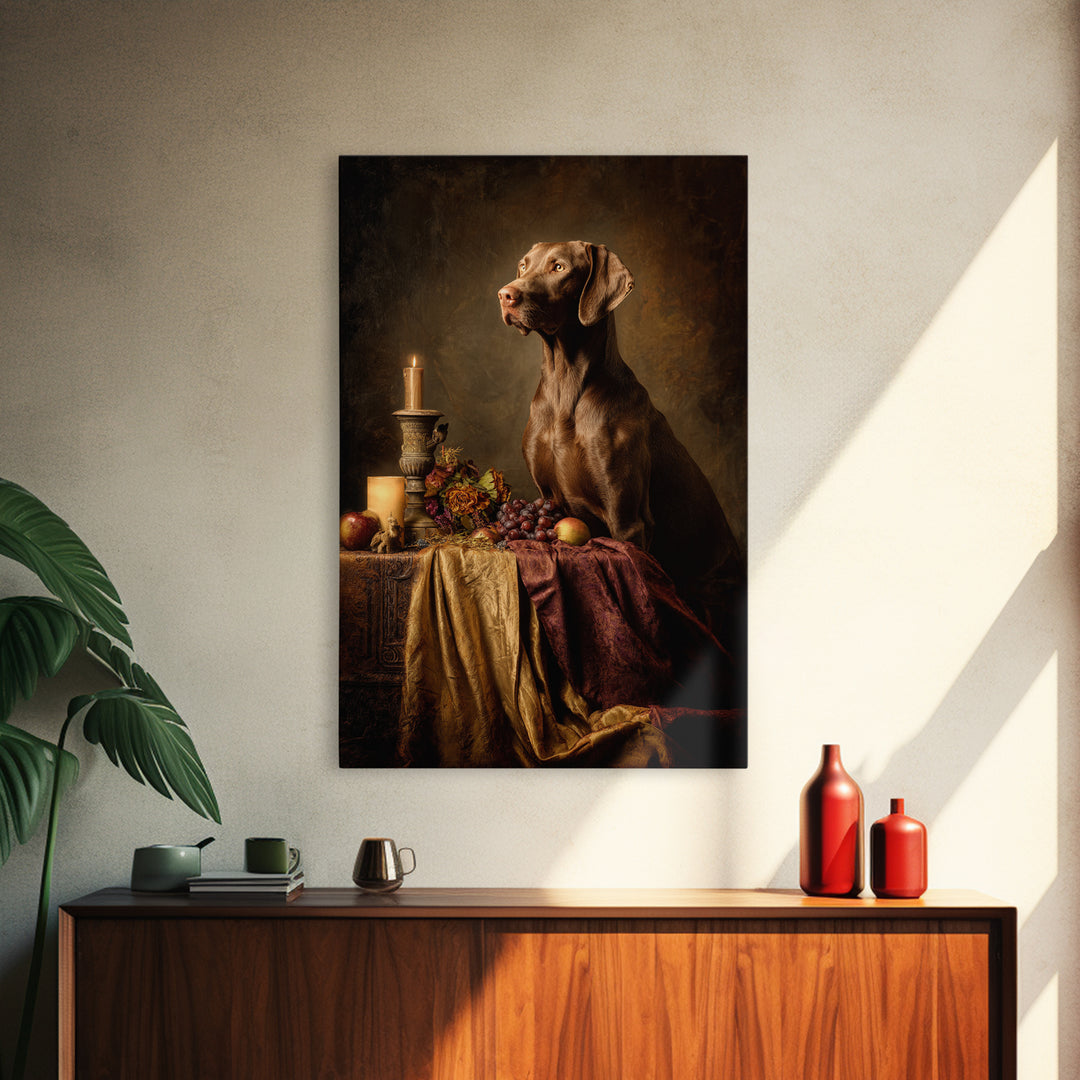 Hunting Dog Portrait Framed Canvas Print, Traditional Art, Luxury Decor, Living Room Decor, Fine Art, Classic, Art Print, TRA-2x3-44