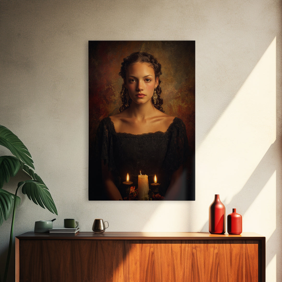 Classical Portrait with Dignified Lighting Framed Canvas Print, Traditional Art, Living Room Decor, Oil Painting, Classic, TRA-2x3-64