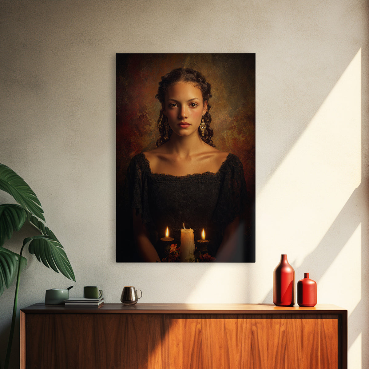 Classical Portrait with Dignified Lighting Framed Canvas Print, Traditional Art, Living Room Decor, Oil Painting, Classic, TRA-2x3-64