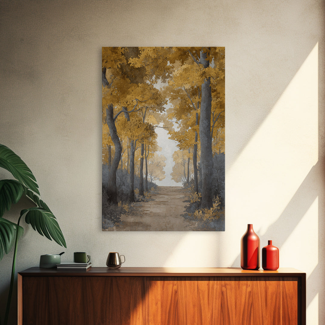 Pastoral Countryside with Cows in Field Framed Canvas Print, Traditional Art, Indian Art, Living Room Decor, Fine Art, Classic, TRA-2x3-87