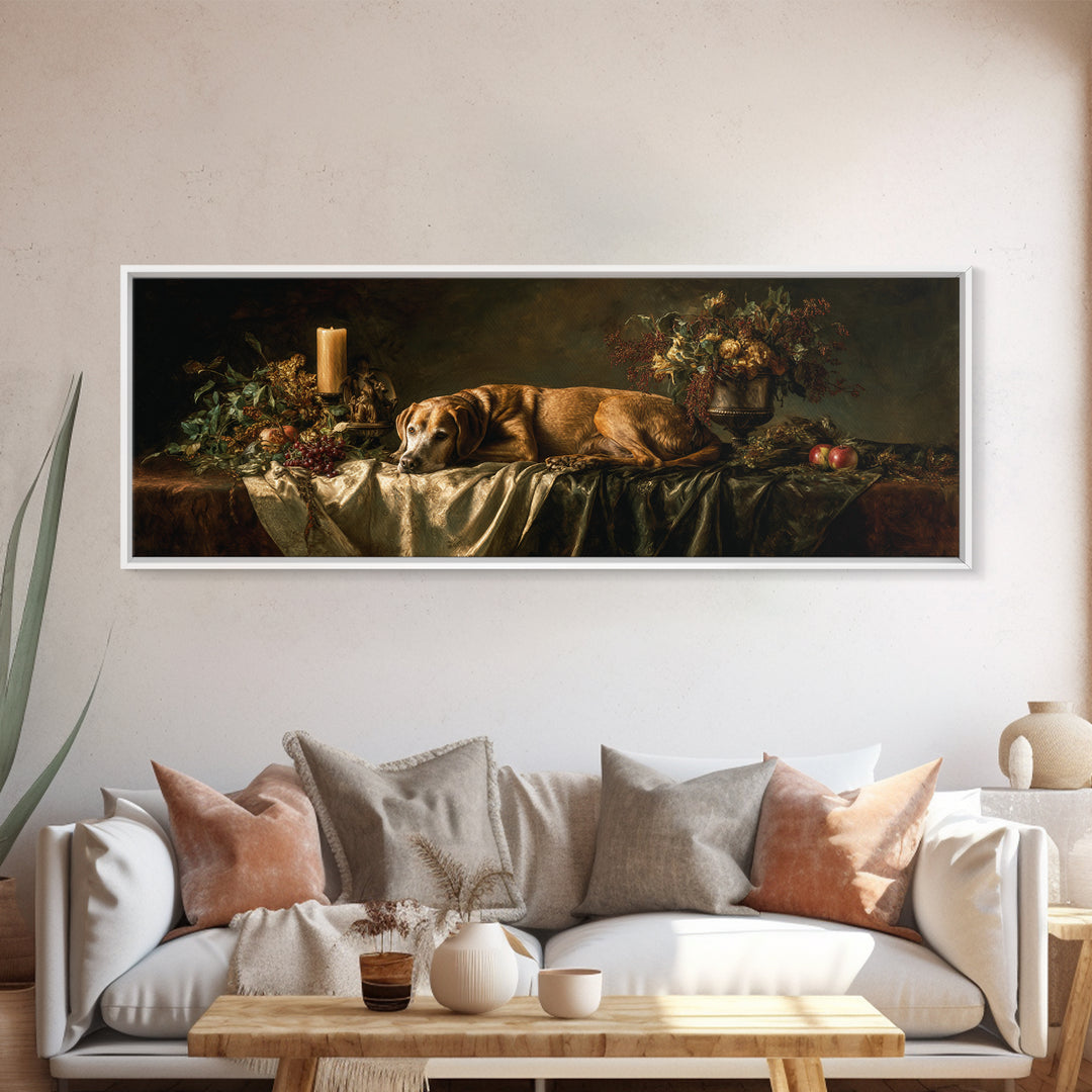 Hunting Dog Portrait Canvas Print, Traditional Art, Indian Wall Art, Living Room Decor, Fine Art, Classic, Boho Decor, TRA-3x1-4