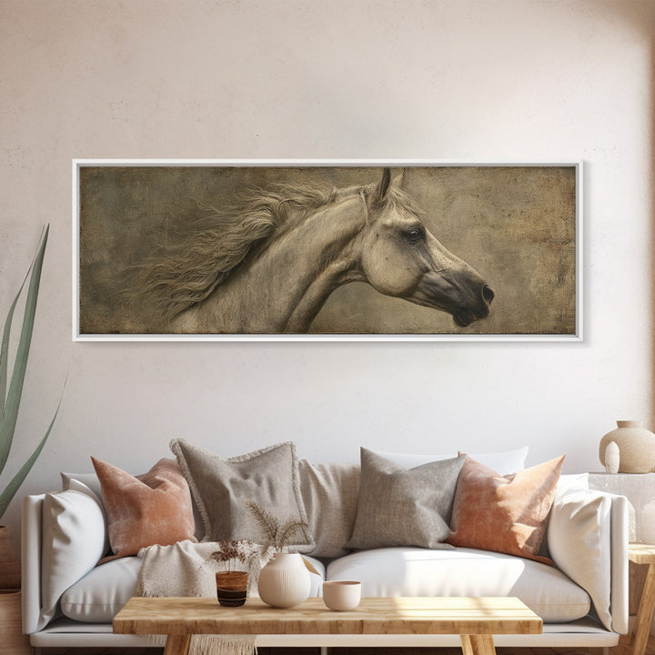 Realistic Horse Portrait Canvas Print, Traditional Art, Decor, Living Room Decor, Fine Art, Classic, Japanese Art, Custom Art, TRA-3x1-43
