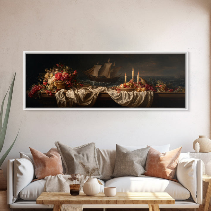 Ship at Sea Canvas Print, Traditional Art, Digital Art, Living Room Decor, Classic, Custom Art, Furry Art, Watercolor Art, TRA-3x1-78