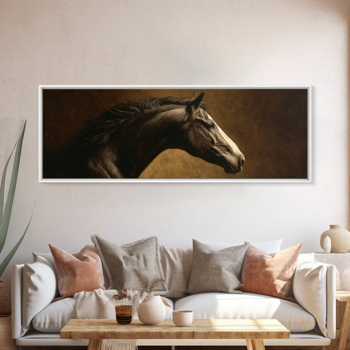 Realistic Horse Portrait Canvas Print, Traditional Art, Decor, Living Room Decor, Fine Art, Classic, Japanese Art, Custom Art, TRA-3x1-91