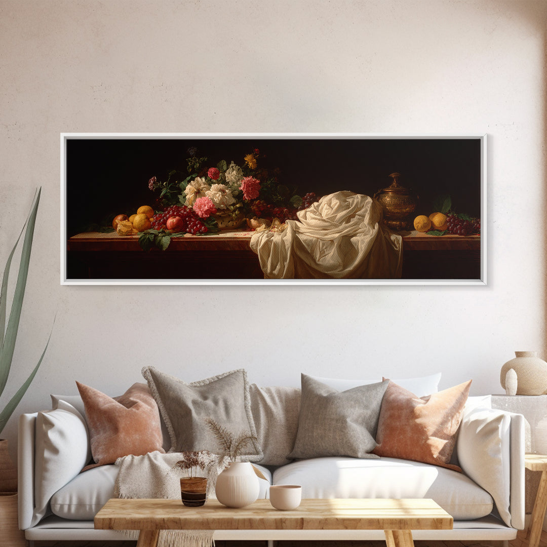 Classical Portrait with Dignified Lighting Canvas Print, Traditional Art, Textured Painting, Living Room Decor, Classic, TRA-3x1-96