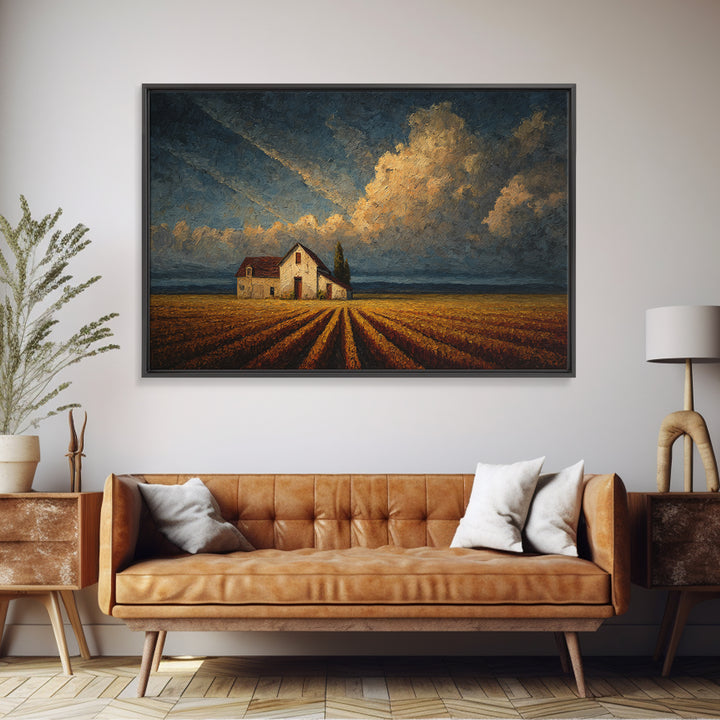 Barn and Farmland Canvas Print, Traditional Art, Indian Decor, Living Room Decor, Fine Art, Classic, Luxury Decor, TRA-3x2-3