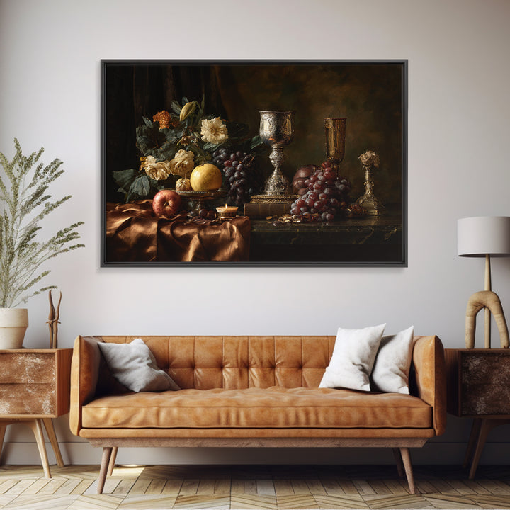 Dutch Fruit and Silver Goblet Still Life Canvas Print, Traditional Art, Indian Art, Living Room Decor, Fine Art, Classic, TRA-3x2-32
