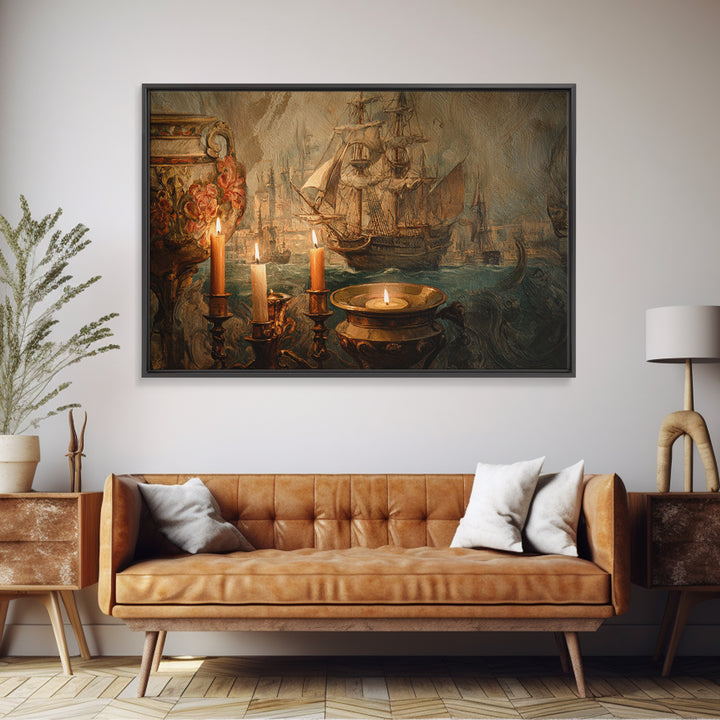 Ship at Sea Canvas Print, Traditional Art, Canvas Print, Living Room Decor, Fine Art, Classic, Neutral Decor, Modern Decor, TRA-3x2-42