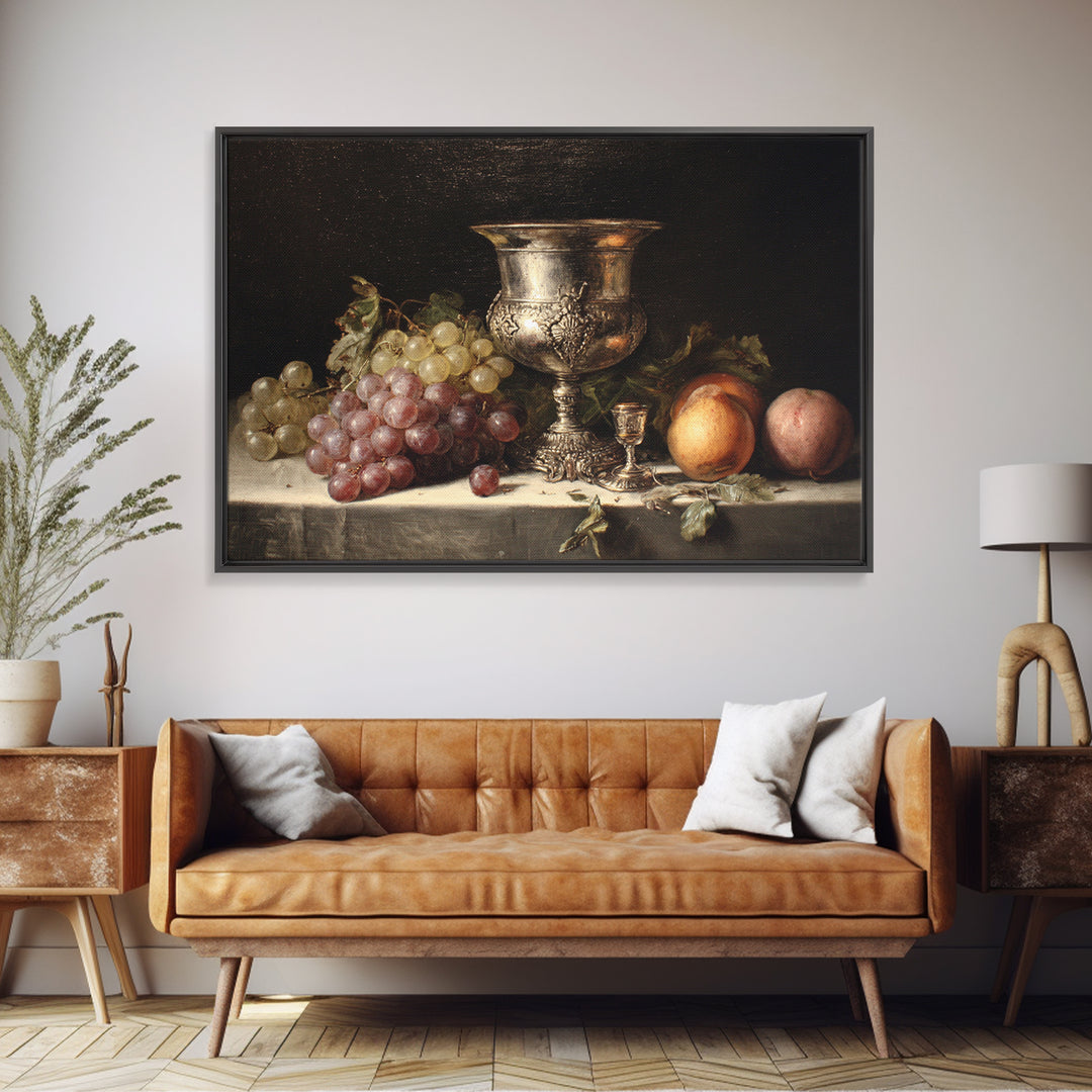 Dutch Fruit and Silver Goblet Still Life Canvas Print, Traditional Art, Room Decor, Living Room Decor, Fine Art, Classic, TRA-3x2-56