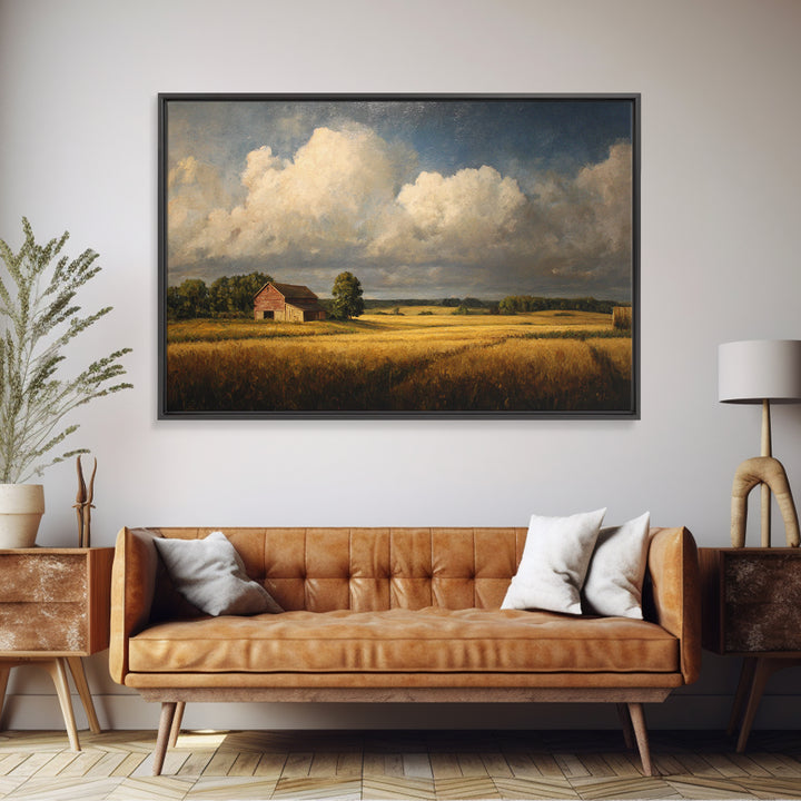 Barn and Farmland Canvas Print, Traditional Art, Painting, Living Room Decor, Fine Art, Classic, Art Commissions, Japanese Art, TRA-3x2-75