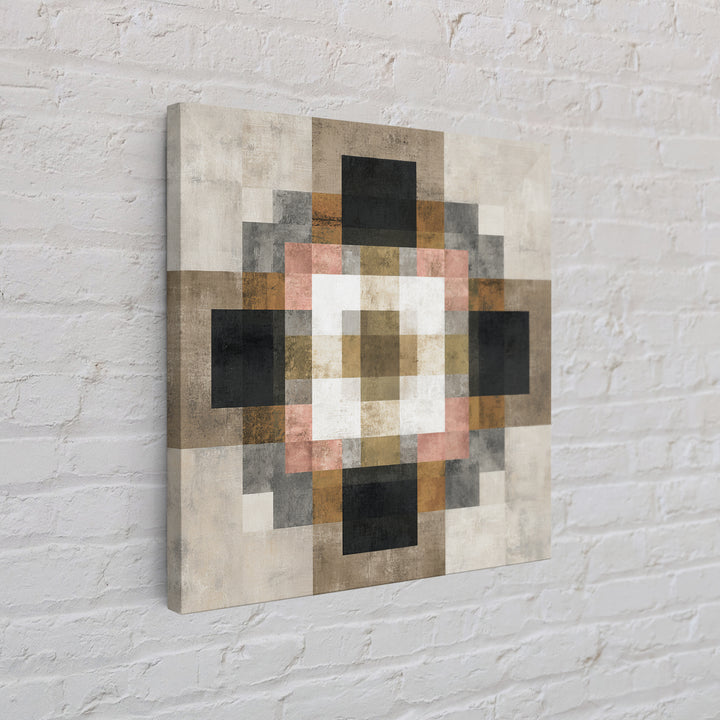 Earth Tone Geometric Pattern by Woven Cloth Framed Canvas Print, Tribal Art, Tribal Design, Living Room Decor, Fine Art, Tribal, TRI-1x1-2