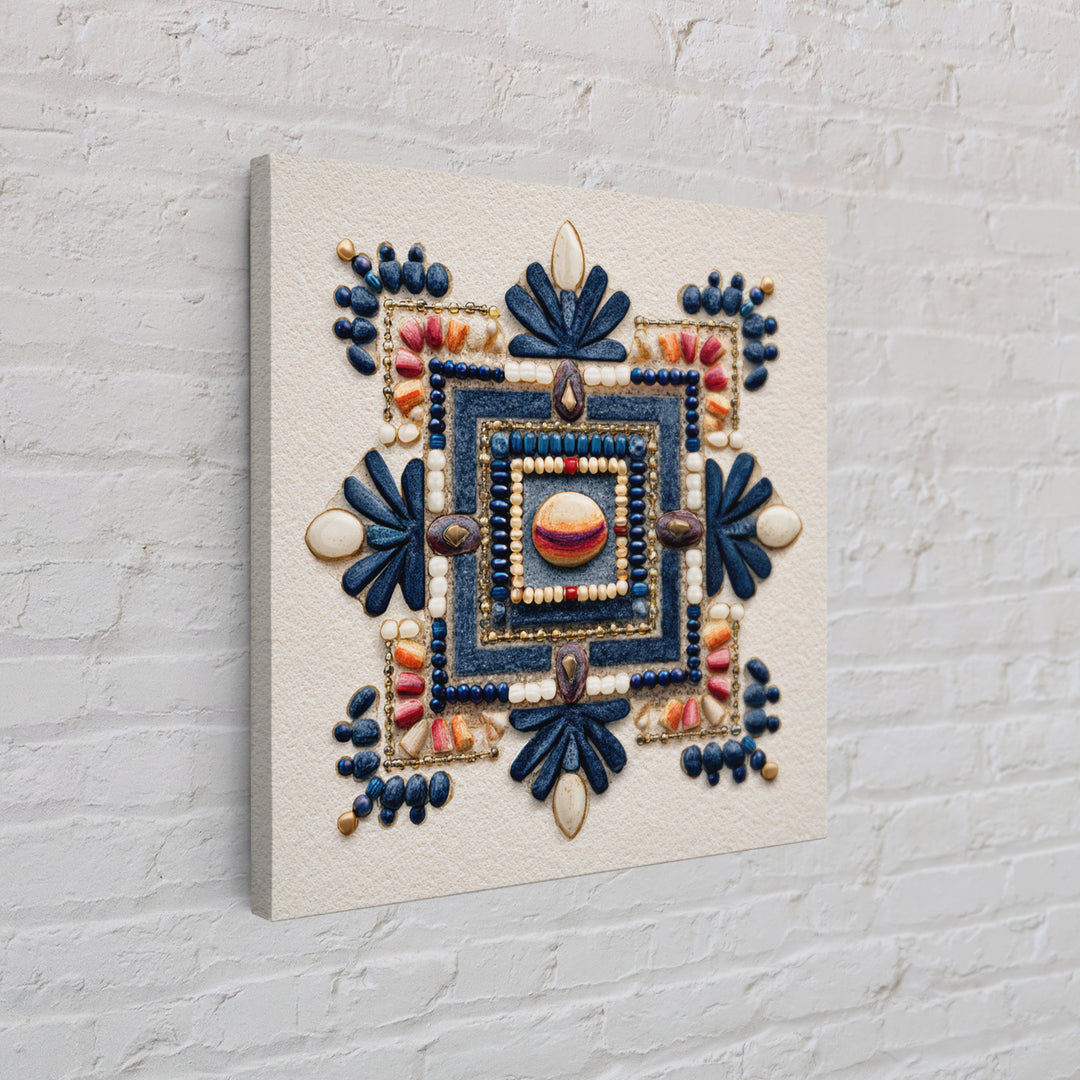 Beaded Jewelry Still Life Framed Canvas Print, Tribal Art, Fine Art Print, Living Room Decor, Watercolor Art, Tribal, TRI-1x1-58