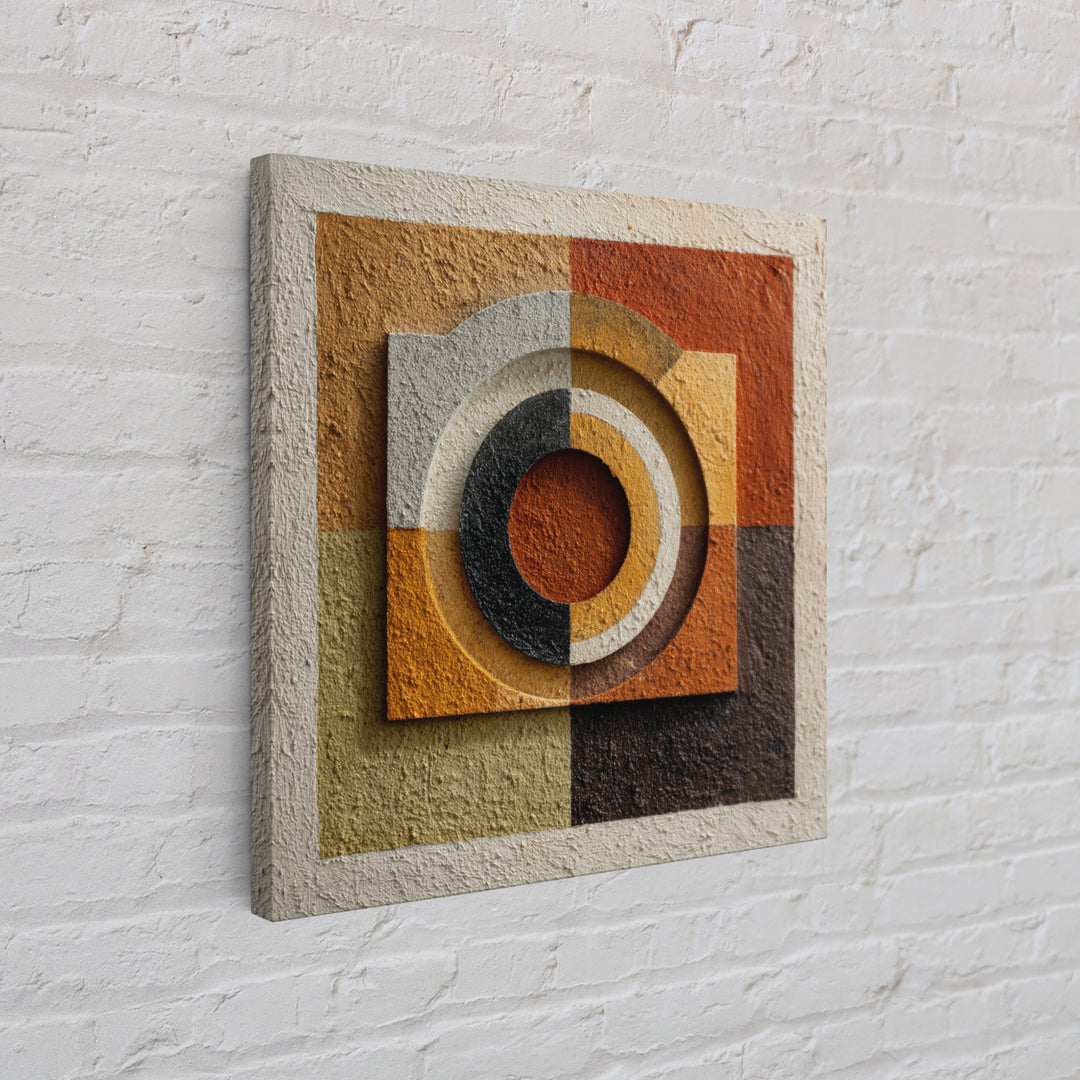 Abstract Drum Circle Suggested Through Repeated Forms Framed Canvas Print, Tribal Art, Earthy, Living Room Decor, Abstract Art, TRI-1x1-6