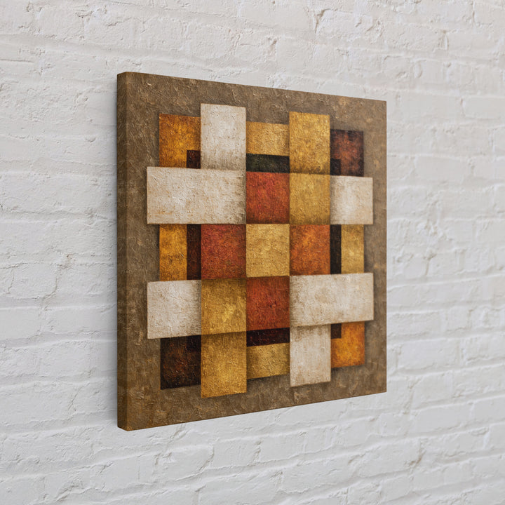 Woven Basket Pattern Enlarged as Modern Art Framed Canvas Print, Tribal Art, Statement Artwork, Living Room Decor, Tribal, TRI-1x1-62