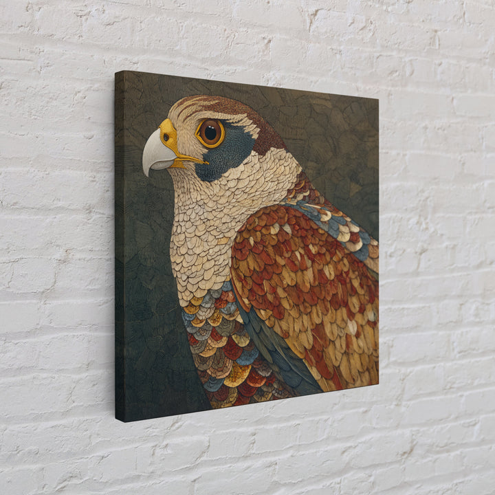 Totemic Bird with Patterned Wings Framed Canvas Print, Tribal Art, Earthy, Living Room Decor, Abstract Art, Tribal, TRI-1x1-72