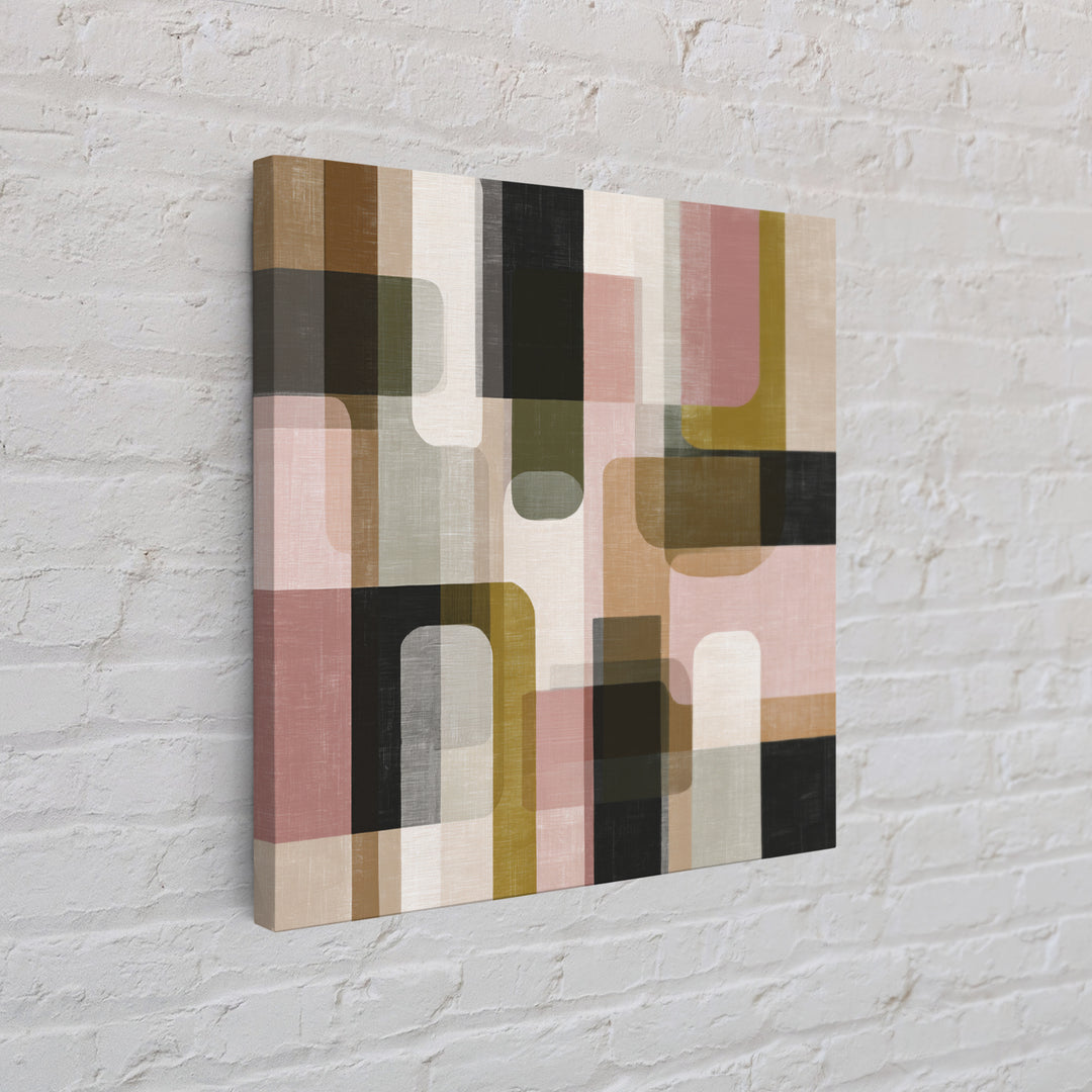Earth Tone Geometric Pattern by Woven Cloth Framed Canvas Print, Tribal Art, Art Print, Living Room Decor, Abstract Art, Tribal, TRI-1x1-74