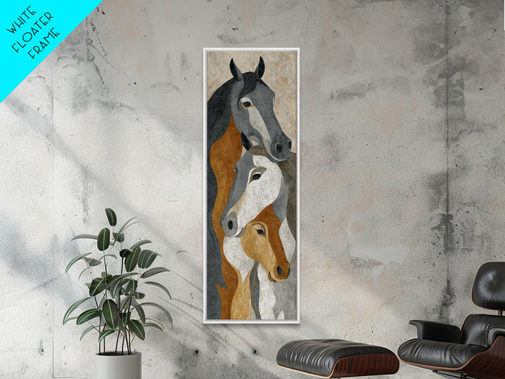 Tribal Horse Pattern Framed Canvas Print, Tribal Art, Fine Art Print, Living Room Decor, Oil Painting, Tribal, Wall Decor, TRI-1x3-54