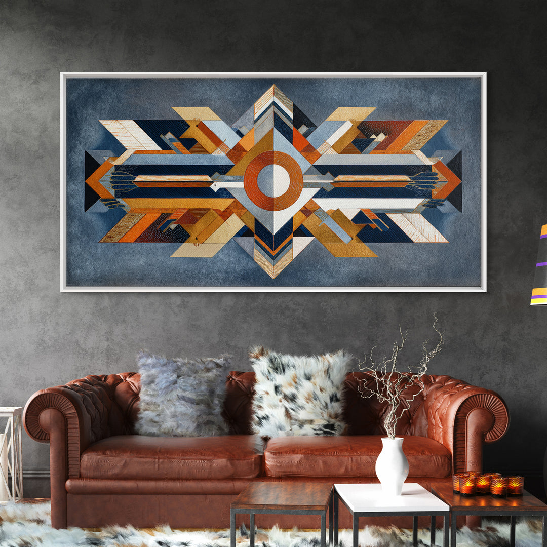 Eagle Totem with Feathers and Geometric Shapes Canvas Print, Tribal Art, Home Decor, Living Room Decor, Abstract Art, Tribal, TRI-2x1-32