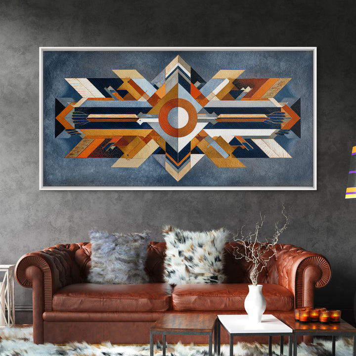 Eagle Totem with Feathers and Geometric Shapes Canvas Print, Tribal Art, Home Decor, Living Room Decor, Abstract Art, Tribal, TRI-2x1-32