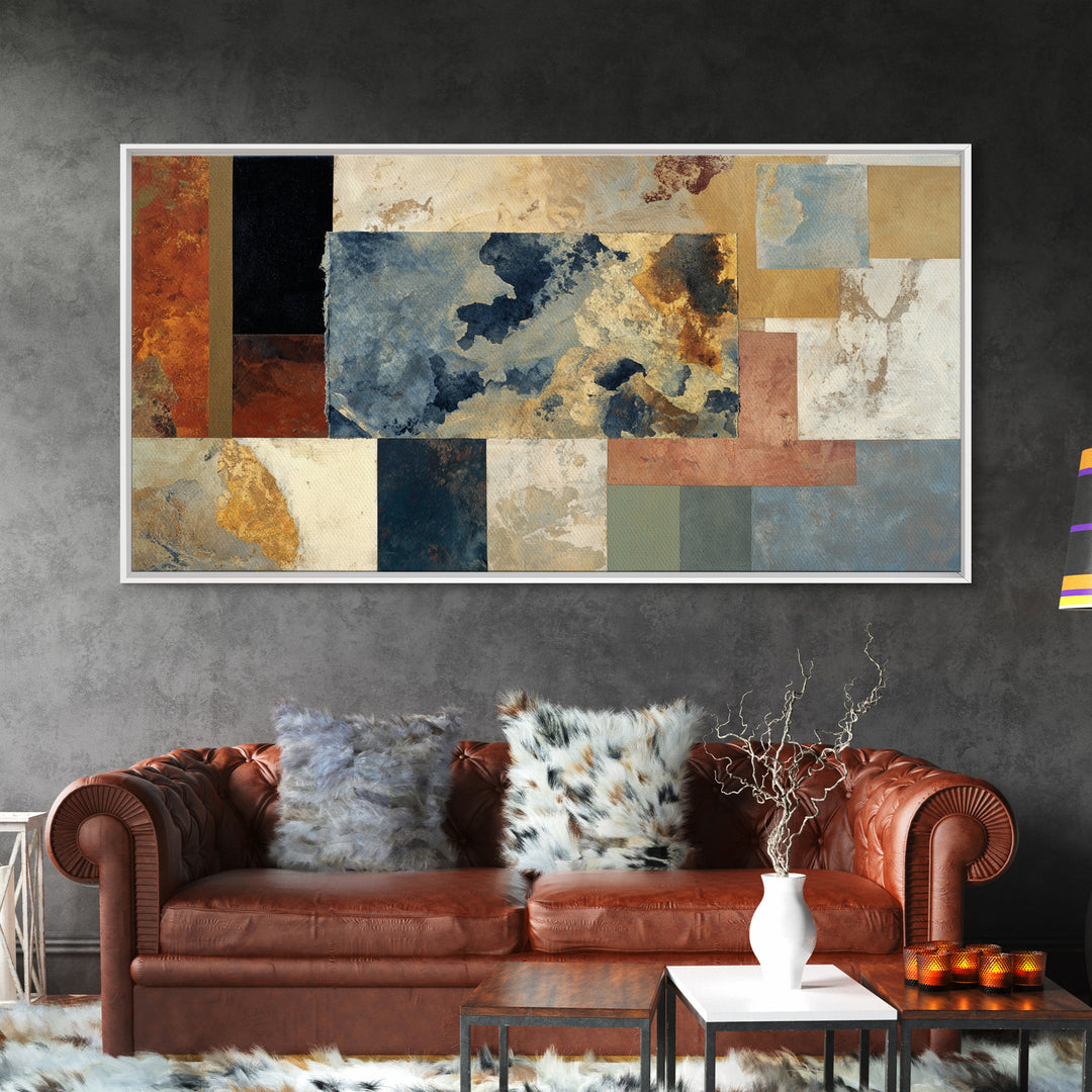 Indigo Textile Design Canvas Print, Tribal Art, Luxury Decor, Living Room Decor, Tribal, Abstract Art, Abstract Wall Art, TRI-2x1-4