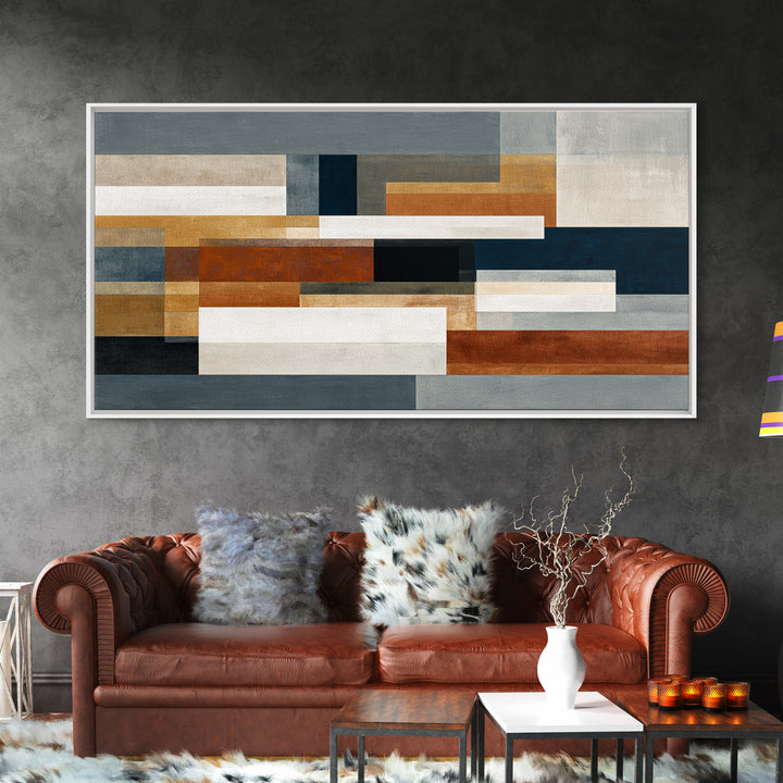 Earth Tone Geometric Pattern by Woven Cloth Canvas Print, Tribal Art, Abstract Painting, Living Room Decor, Fine Art, Tribal, TRI-2x1-70