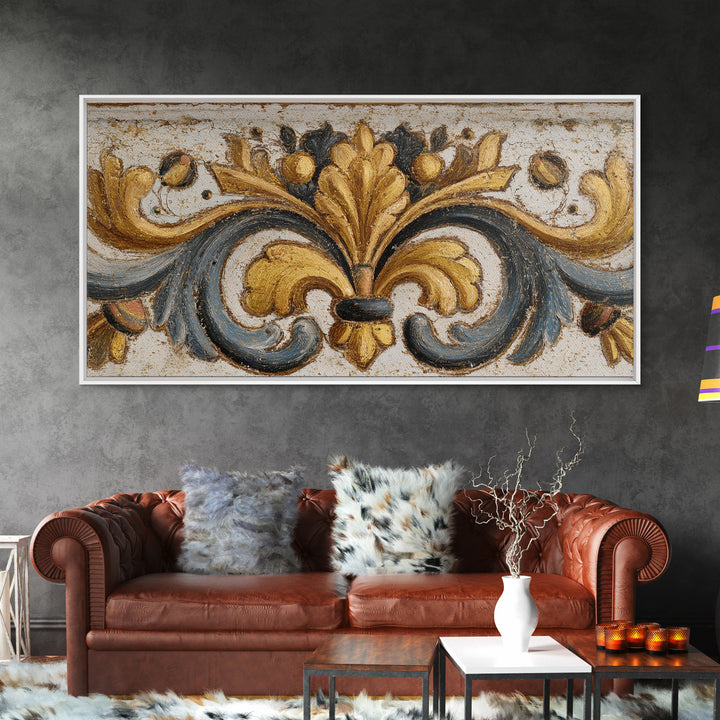 Hand Painted Shield Motif Framed Canvas Print, Tribal Art, Tribal Design, Living Room Decor, Fine Art, Tribal, TRI-2x1-97
