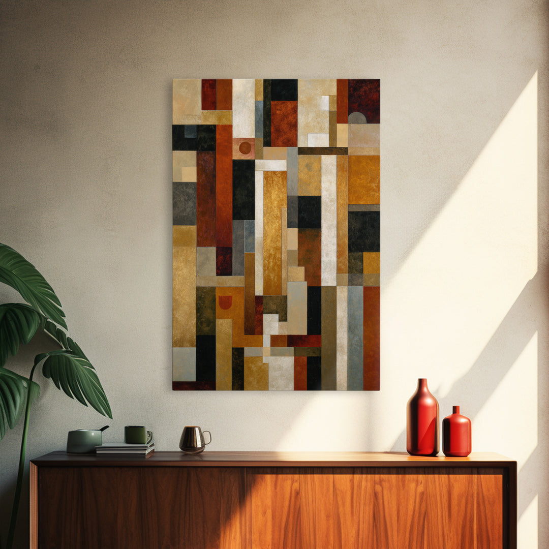 Geometric Border Design by Global Textiles Framed Canvas Print, Tribal Art, Gallery Wall Art, Living Room Decor, Tribal, TRI-2x3-100