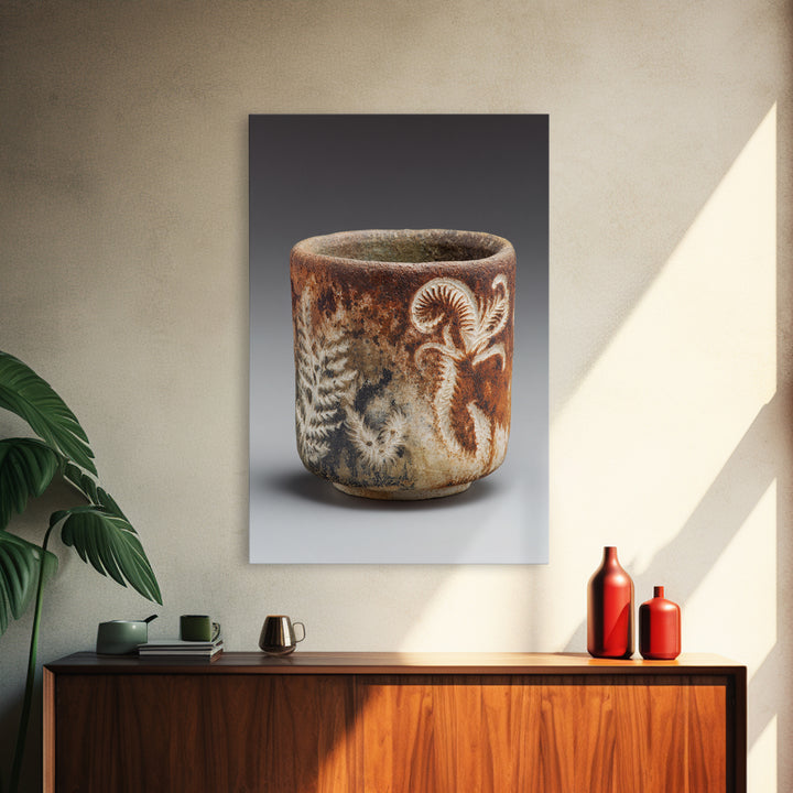 Clay Pottery Vessel Canvas Print, Tribal Art, Canvas Painting, Living Room Decor, Fine Art, Tribal, Original Abstract, TRI-2x3-23