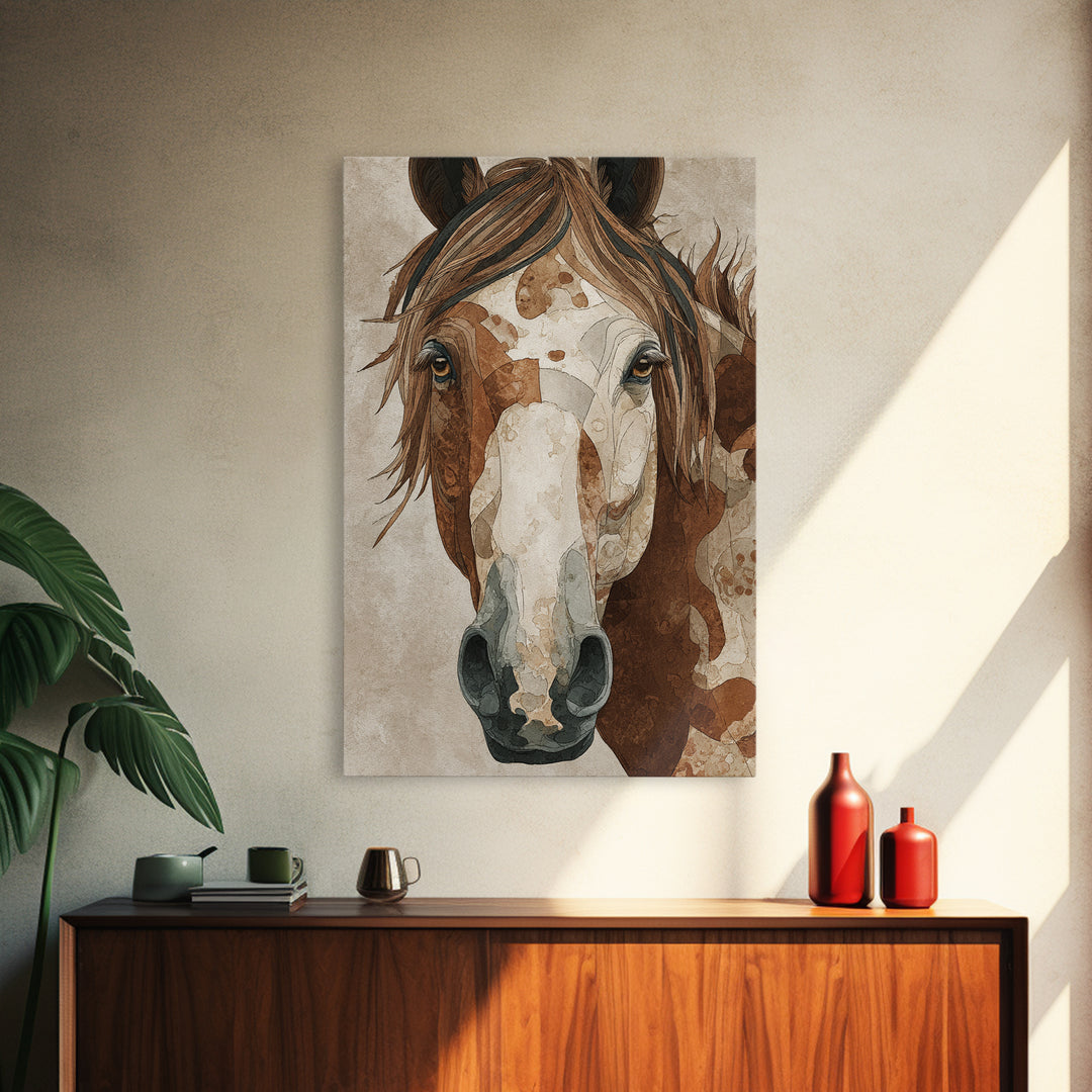 Tribal Horse Pattern Framed Canvas Print, Tribal Art, Art, Living Room Decor, Abstract Art, Tribal, Gallery Wall Art, TRI-2x3-26