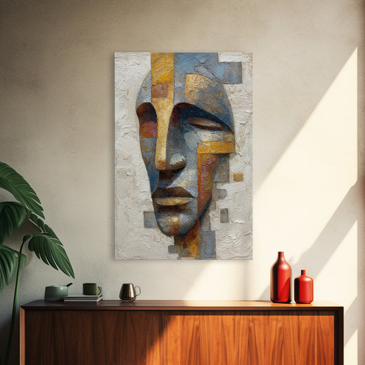 Bold Mask Portrait Canvas Print, Tribal Art, Ethnic Art, Living Room Decor, Fine Art, Tribal, Contemporary Art, Wall Art, TRI-2x3-57