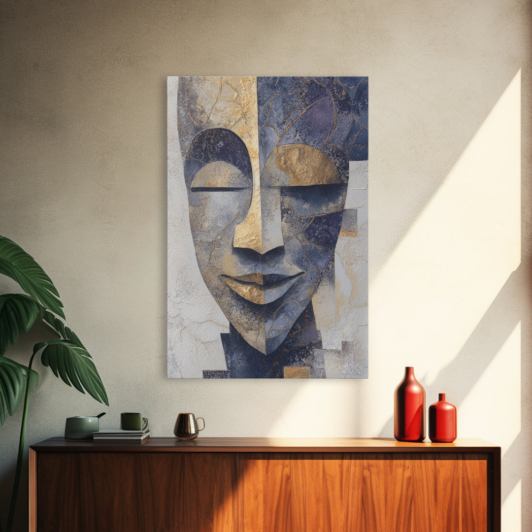 Bold Mask Portrait Canvas Print, Tribal Art, Canvas Painting, Living Room Decor, Oil Painting, Tribal, Original Abstract, TRI-2x3-9