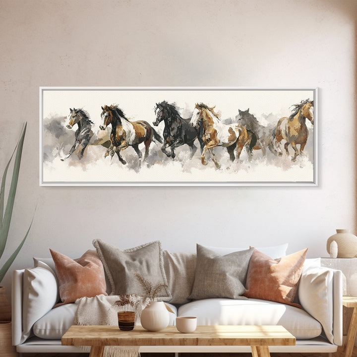 Tribal Horse Pattern Framed Canvas Print, Tribal Art, Boho Wall Decor, Living Room Decor, Fine Art, Tribal, Southwestern Decor, TRI-3x1-10