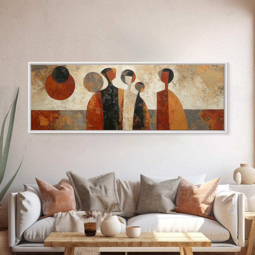 Abstract Family Figures Framed Canvas Print, Tribal Art, Fine Art Print, Living Room Decor, Fine Art, Tribal, Wall Decor, TRI-3x1-15