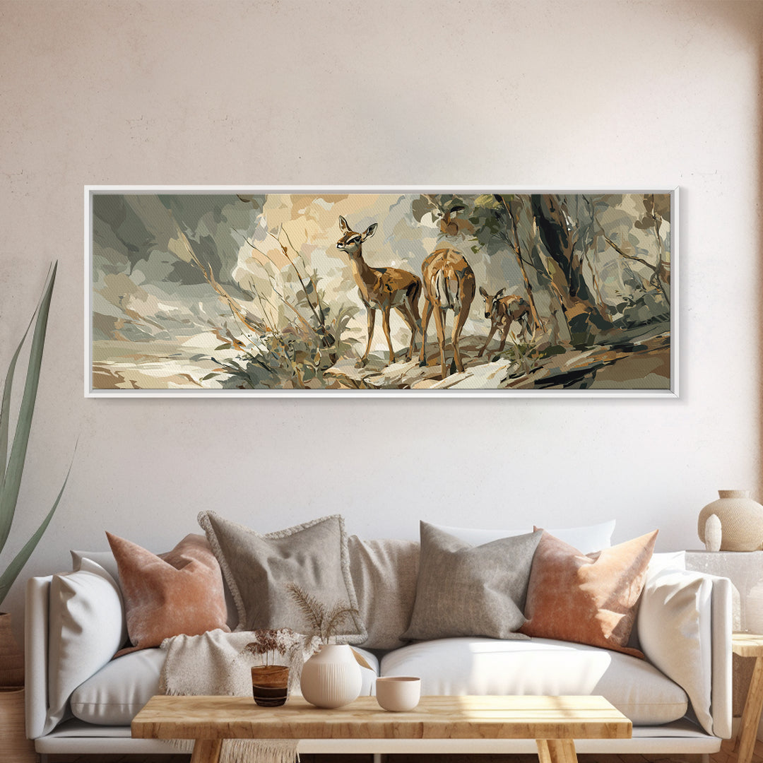 Ancient Cave Art Running Animals Canvas Print, Tribal Art, Modern Decor, Living Room Decor, Abstract Art, Tribal, Wall Decor, TRI-3x1-25