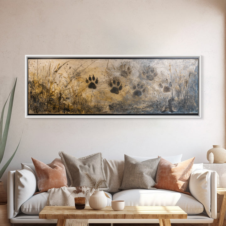 Handprint and Animal Track Composition Canvas Print, Tribal Art, Ethnic Art, Living Room Decor, Fine Art, Tribal, TRI-3x1-33