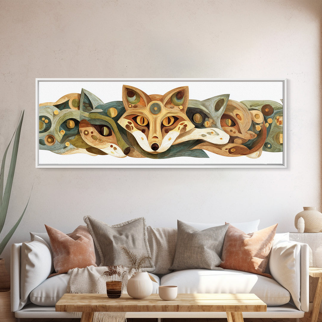 Stylized Animal Totem Framed Canvas Print, Tribal Art, Fine Art Print, Living Room Decor, Fine Art, Tribal, Wall Decor, TRI-3x1-44