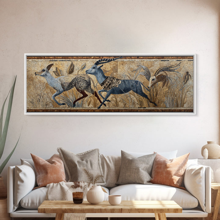 Ancient Cave Art Running Animals Canvas Print, Tribal Art, Modern Decor, Living Room Decor, Abstract Art, Tribal, Wall Decor, TRI-3x1-49