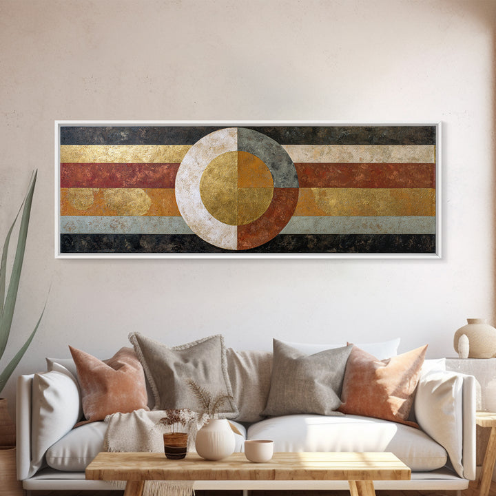 Geometric Border Design by Global Textiles Framed Canvas Print, Tribal Art, Abstract Art, Living Room Decor, Fine Art, Tribal, TRI-3x1-84