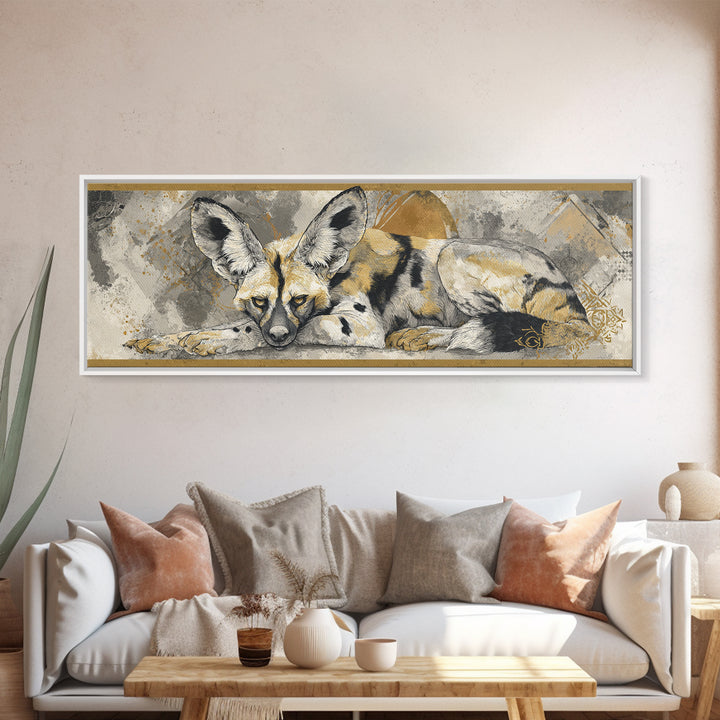 Stylized Animal Totem Canvas Print, Tribal Art, Abstract Wall Art, Living Room Decor, Oil Painting, Tribal, Black and White Art, TRI-3x1-92