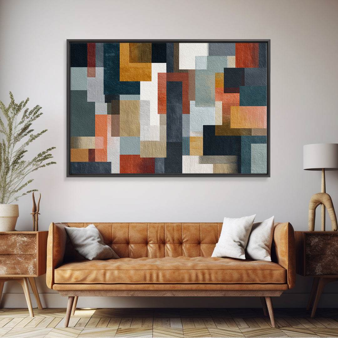 Earth Tone Geometric Pattern by Woven Cloth Canvas Print, Tribal Art, Minimalist Decor, Living Room Decor, Fine Art, Tribal, TRI-3x2-30