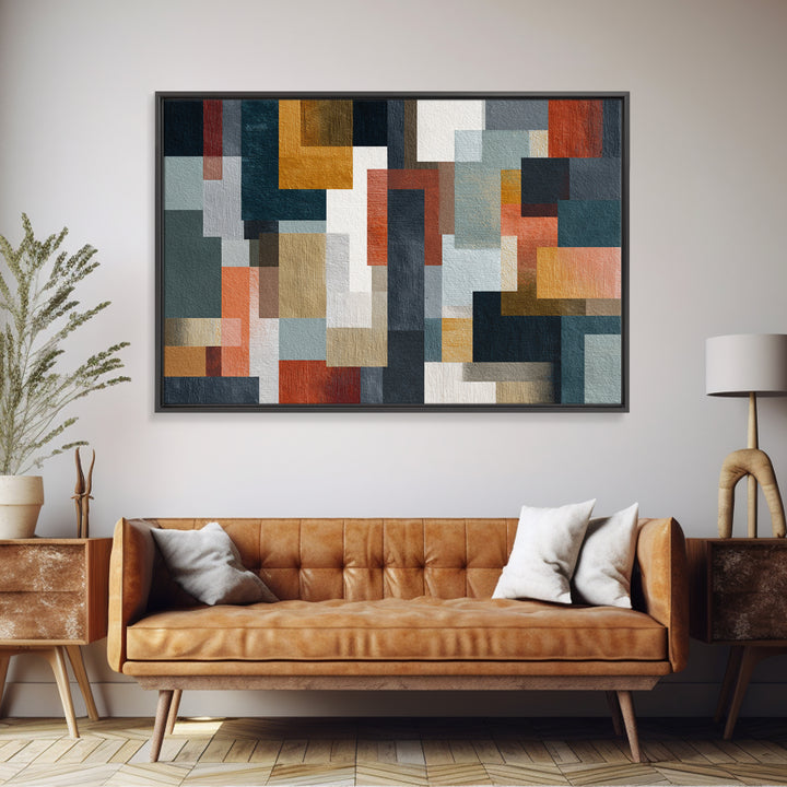 Earth Tone Geometric Pattern by Woven Cloth Canvas Print, Tribal Art, Minimalist Decor, Living Room Decor, Fine Art, Tribal, TRI-3x2-30