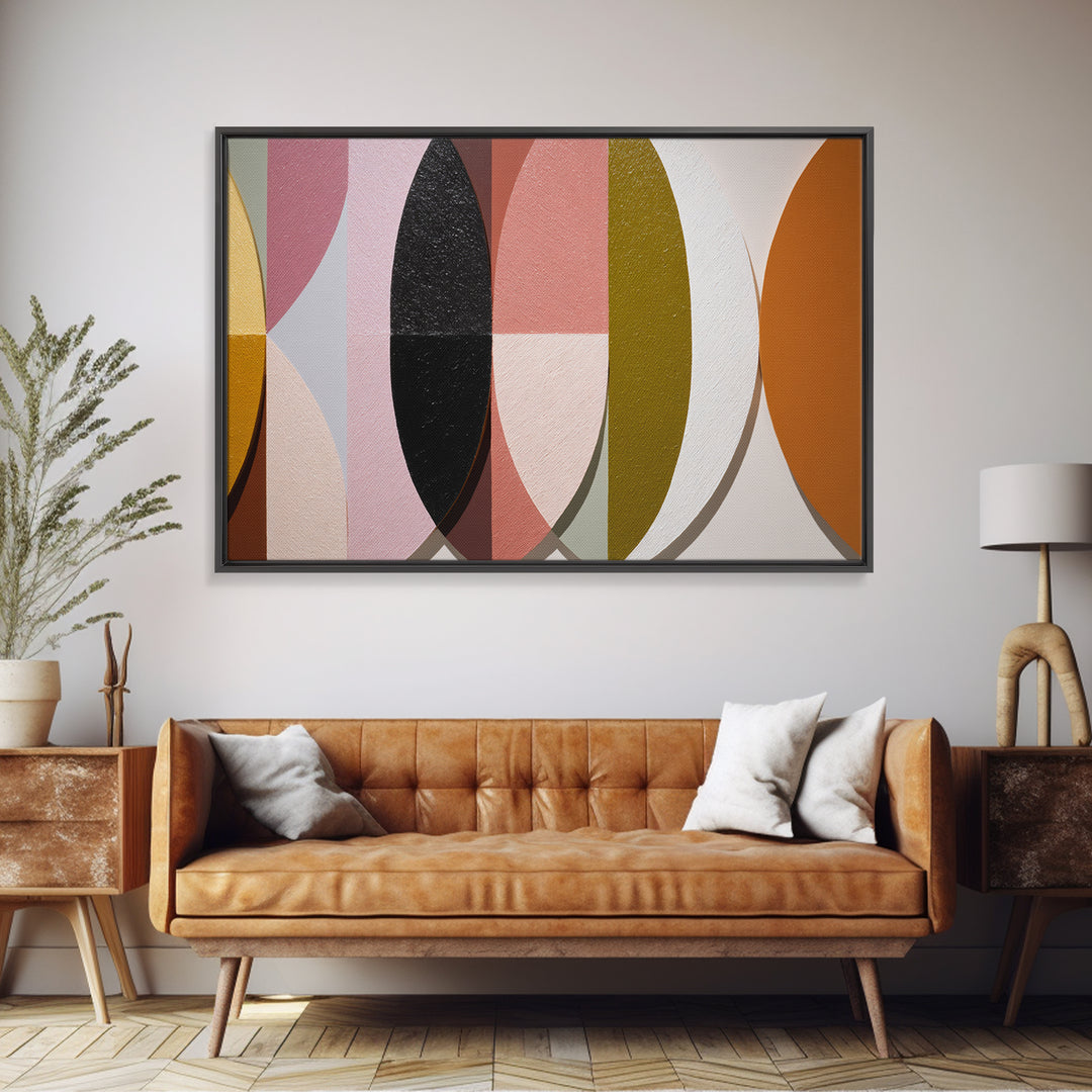 Eagle Totem with Feathers and Geometric Shapes Framed Canvas Print, Tribal Art, Room Decor, Living Room Decor, Abstract Art, TRI-3x2-40